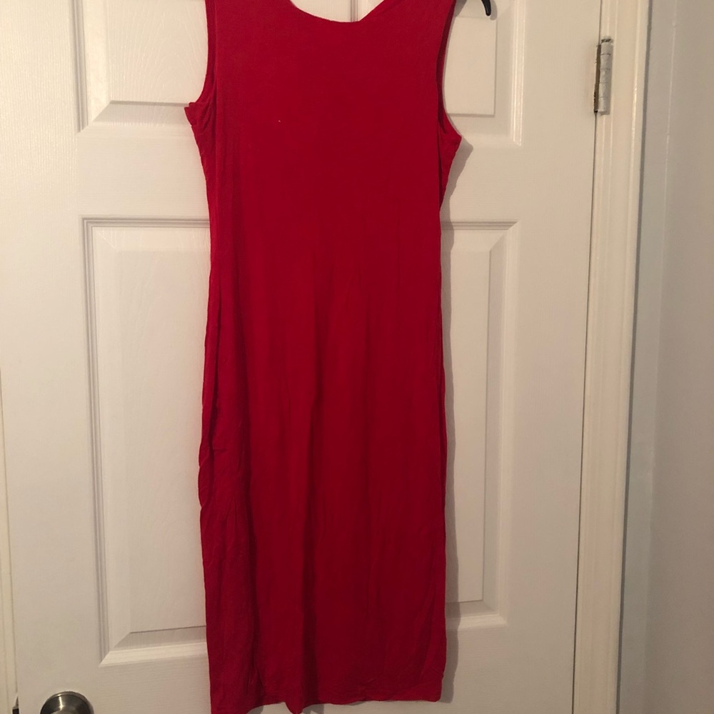 Red midi dress